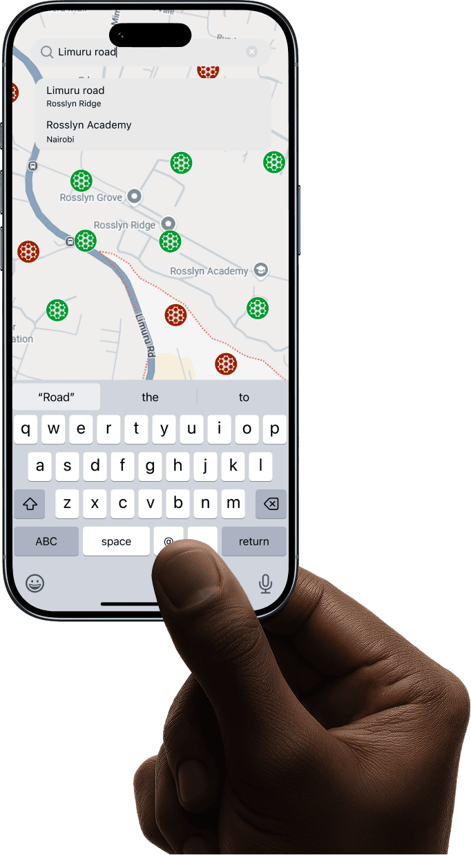 Crime Check feature in Wakil app showing map with crime markers